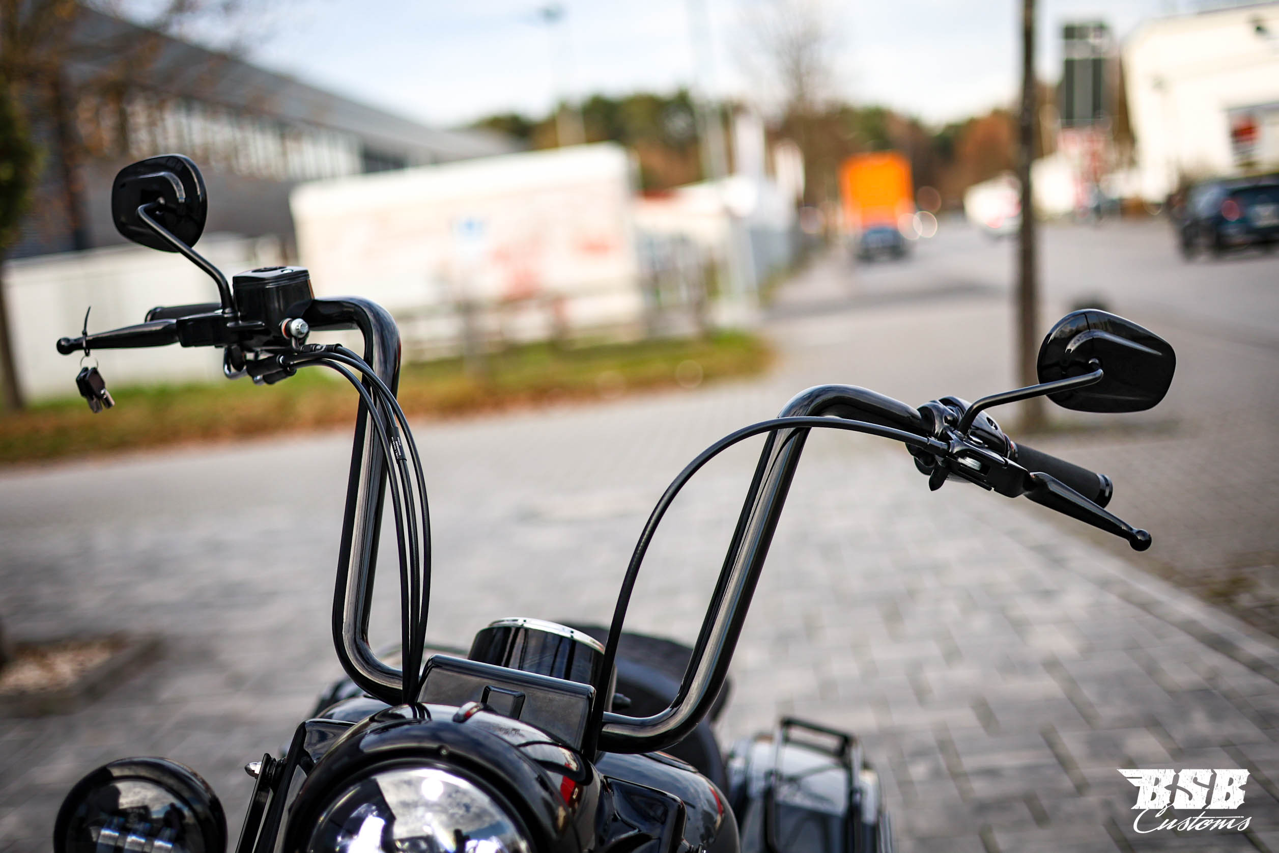 14" Ape Hanger von CCI SANTEE CHROME mit TÜV  für 1 1/4 Riser (32mm Klemmung) Softail FAT BOY 