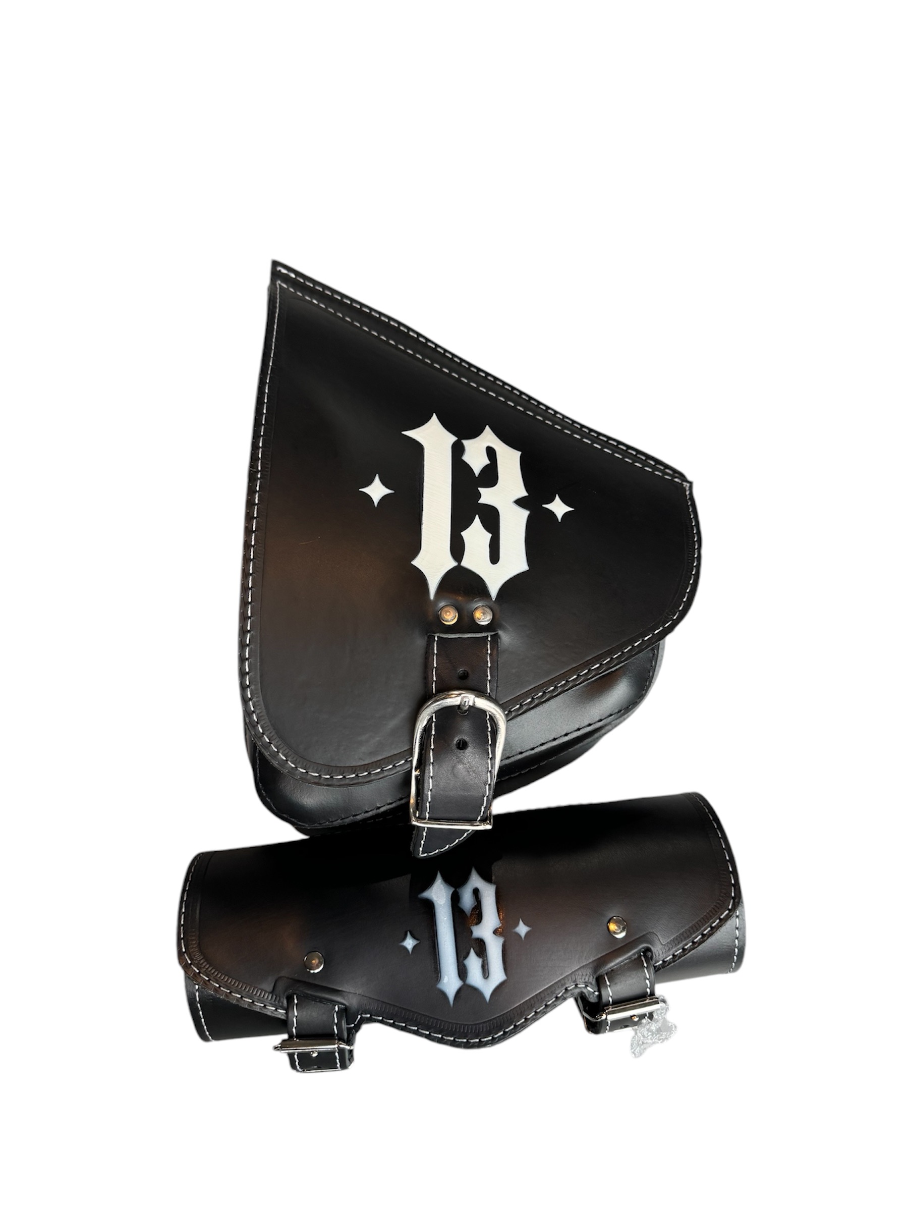 "Men of Mayhem 13" Hochwertige AGM Softail Schwingentasche + Werkzeugtasche  als set Echtleder inkl. Lederriemen 