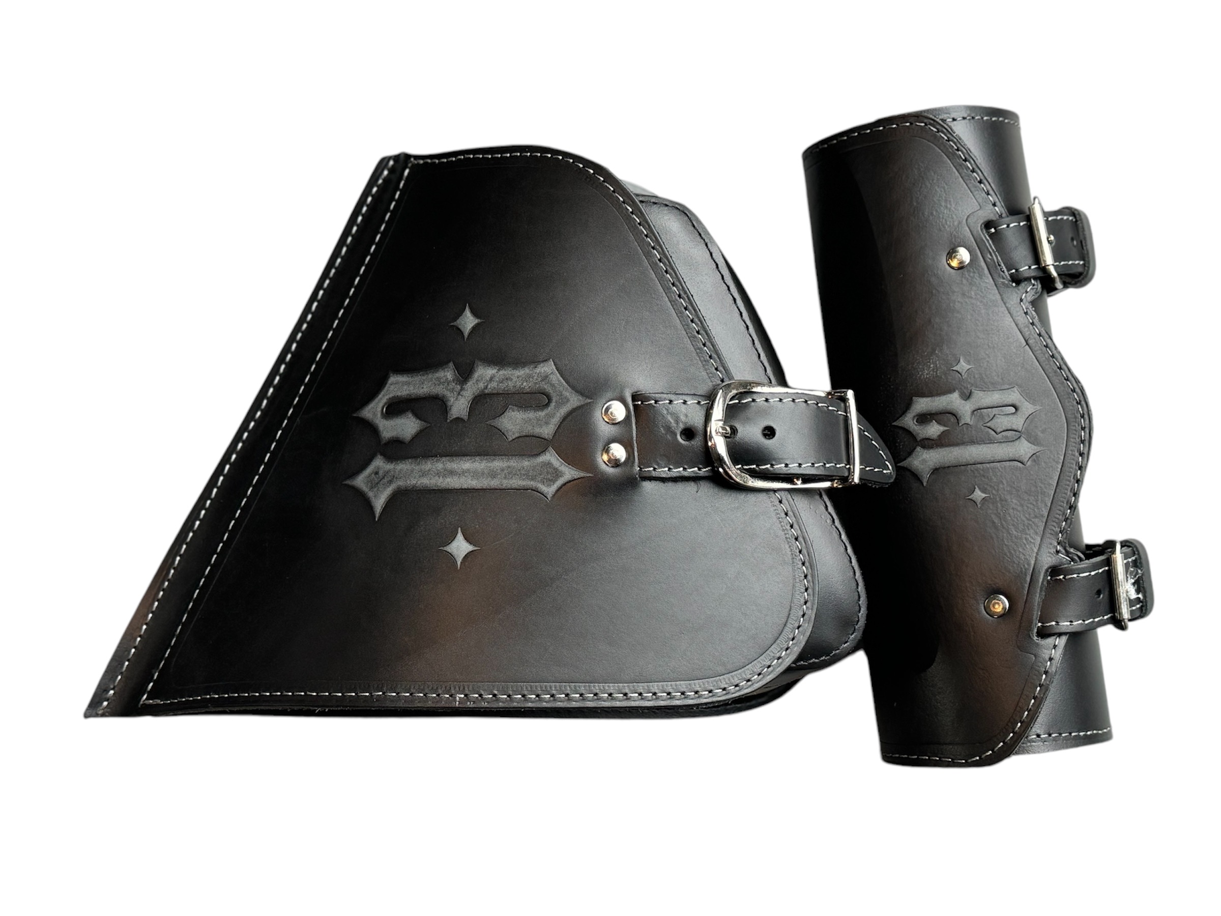 "Men of Mayhem 13" Hochwertige AGM Softail Schwingentasche + Werkzeugtasche  als set Echtleder inkl. Lederriemen  