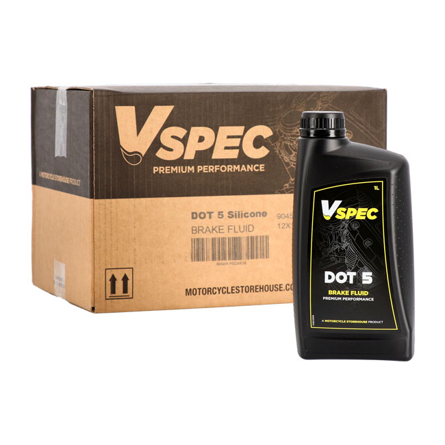 Vspec DOT 5 Silikon-Bremsflüssigkeit – Perfekter Schutz für Softail, Dyna, V-Rod, FLT/Touring und XL bis Baujahr 2006 1 Liter 