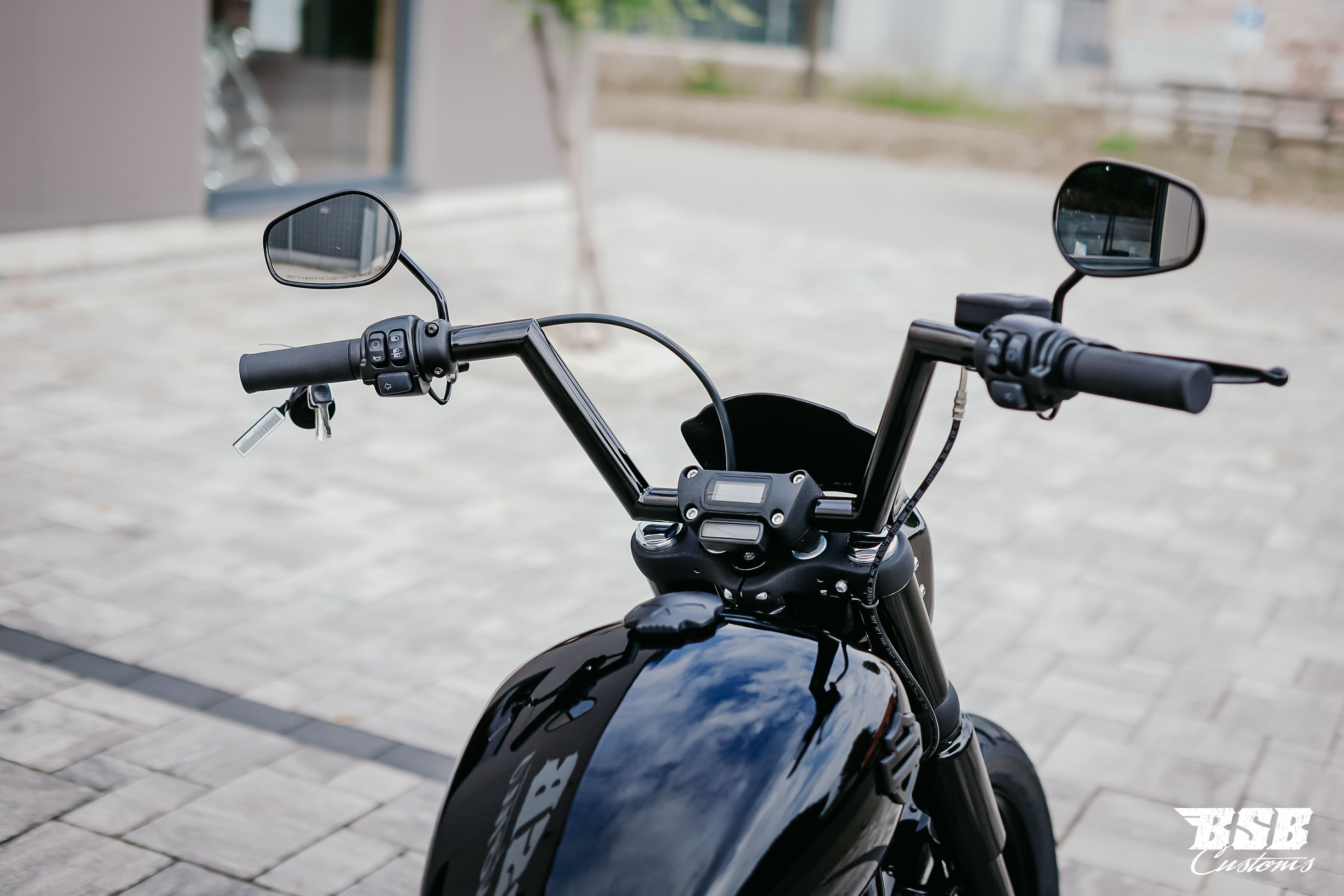 Custom Spiegel rund 4 schwarz mit E-Zulassung, für Harley-Davidson® ,  14,95 €